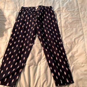 J.Crew cropped linen pants. Navy/White/orange. Size 6